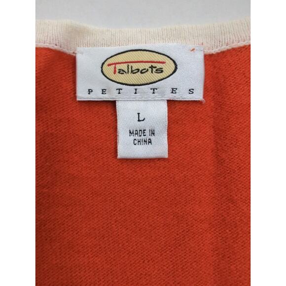 Talbots Petites Orange Cream Half Button Lambswool Angora Cashmere Sweater Large - Picture 2 of 6